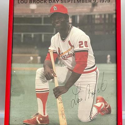 1979 Autographed Framed Photograph, Lou Brock