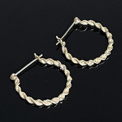 14K Yellow Gold Twist Hoop Earrings 