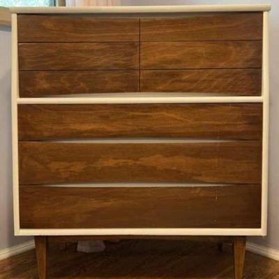 Kroehler Mid Century Modern White-painted And Eden Tall Chest Of Drawers