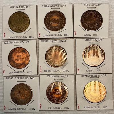 9 - 1846 - 1925 Indiana Masonic Pennies #2