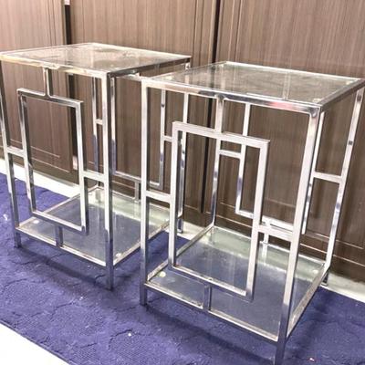 Chrome And Glass Modern End Tables (2)