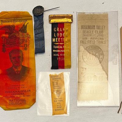 Collection Of Antique Ribbons & Pins