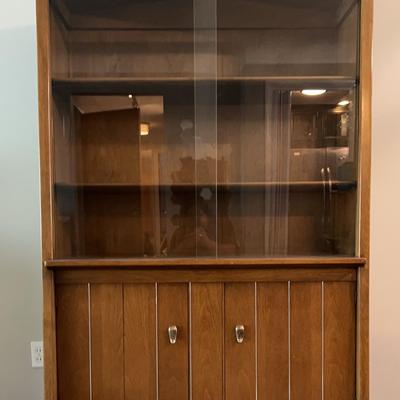 Drexel Profile Mid Century Modern Pecan China Cabinet