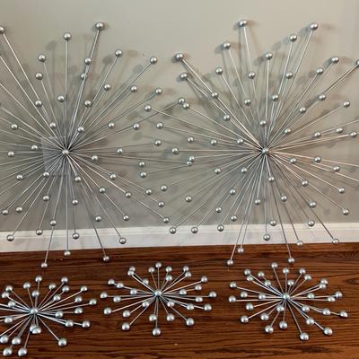 Five Modern Metal Starburst Wall Sculptures 