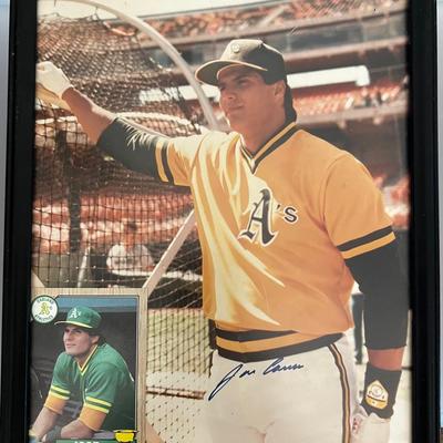 1986 Autographed Framed Photograph, Jose Canseco With Rookie Card 