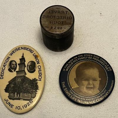 Collection Of Antique Pocket Mirrors & Token Die