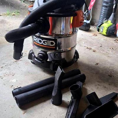 RIGID I0 Gal 6.0 Pk HP Stainless Steel Shop Vacuum W/Dry Vac, Locking Hose and Accessor