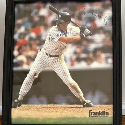 Autographed Framed Photograph, Don Mattingly, Signed Twice