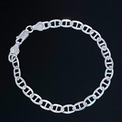 Sterling Silver .925 Anchor Curb Bracelet 