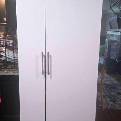 Tall White 6 Shelf Adjustable Storage  Cabinet 