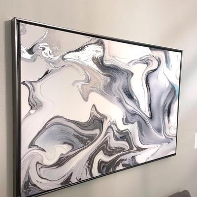 Framed Fluid Abstract Embellished Canvas