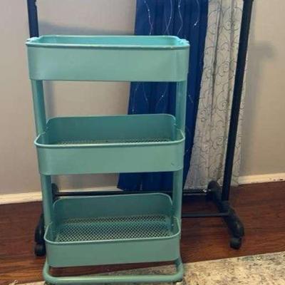 Rolling Clothing Rack With Storage Cart