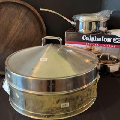 Commercial Grade Steamer, Calphalon Saucepan, & Lazy Susan Turntable