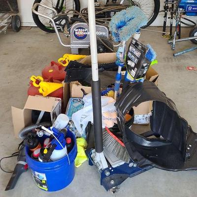 Car Jack, Gas Canisters, Jumper Cables, & Other Auto Supplies 