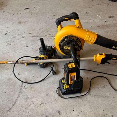 DeWalt 40V XR Brushless Weed Eater, Blower, Orbital Sander & Charger 
