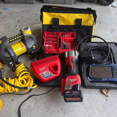 Milwaukee Rivet Tool, Victor Air Compressor, Digital Endoscope & Accessories
