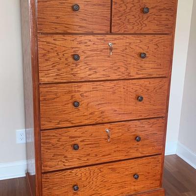 Wood Chest of Drawers with Locking Compartments
