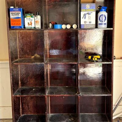 Wooden Storage Cabinet with HVAC Coil Cannon, Glue Gun, Caulking Supplies & More