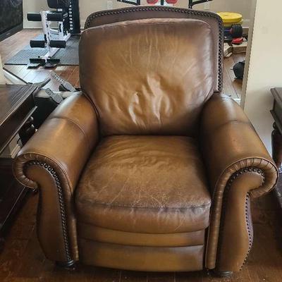 Brown Leather-Like Recliner Armchair