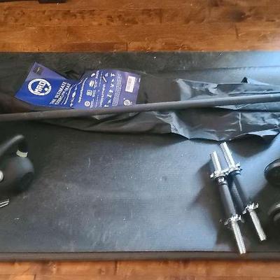 AMGYM Weightlifting Set with Barbell, Dumbbells, Kettlebell & MRO Exercise Mat