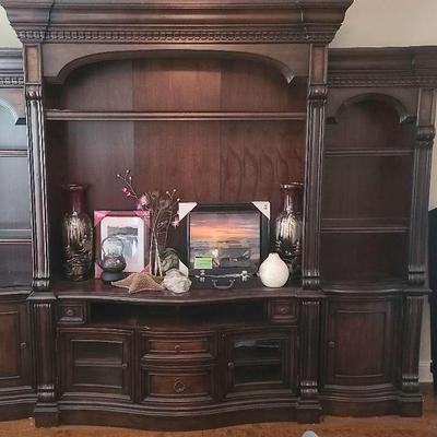Three-Piece Grand Traditional Wood Entertainment Center