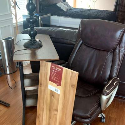 La-Z-Boy Office Chair, Adjustable Side Table, Teak Project Panel & Lamp