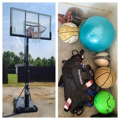 Spalding NBA Portable Basketball Hoop & Assorted Sports Gear