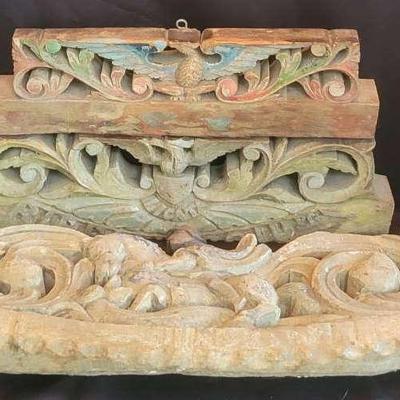 Carved Wood Wall Art – 3 Decorative Panels