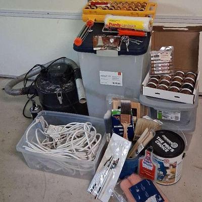 Ash Vacuum Cleaner With Rolling Storage Bin And Painting Supplies