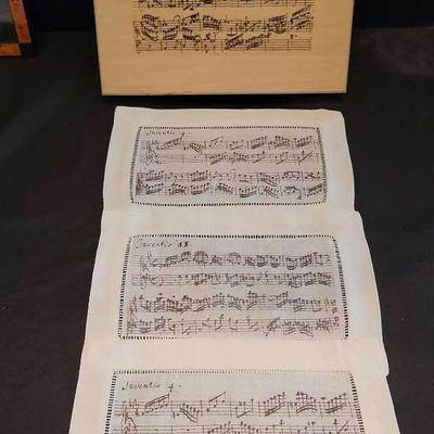 Antique Wooden Mozart Box & Bach Linen Scores