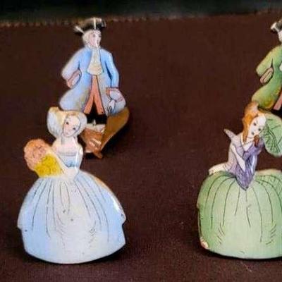 Art Deco Crinoline Lady & Gentleman Place Card Holders – Set Of 12