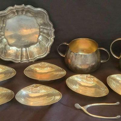 Sterling Silver Shell Dishes & Creamer Set – All Pieces Marked
