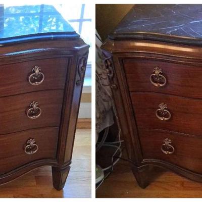 Pair Of Elegant Nightstands With Removable Black Marble Tops