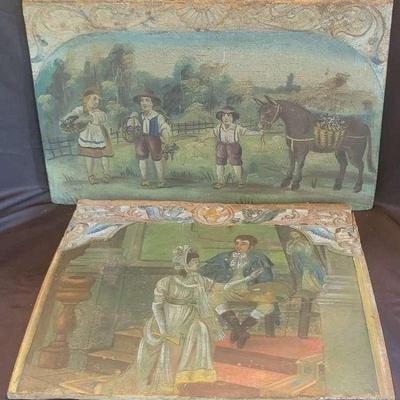 Pair Of 1800s Hand-Painted Italian Panels