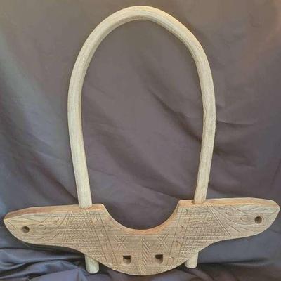 Carved Wooden Yoke – Stated To Be From Spain, 23" × 23"