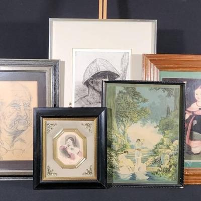An Eclectic Collection of Five Framed Prints - A Journey Through Art History and Style! 