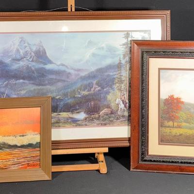 Three Gorgeous Framed Landscape Prints - Mountains, Sea, and Hills! 