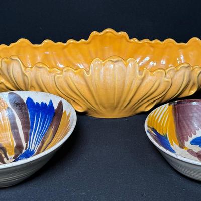 RARE Hand-Painted Mexican Pottery  w/ Royal Haeger Cornucopia Planter