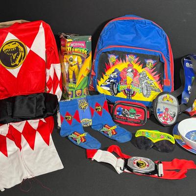 Vintage Mighty Morphin Power Rangers Kids’ Gear & Apparel Lot – Backpack, Costume, Fanny Packs & More
