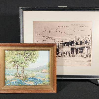 Texas Memorabilia - Bluebonnets and Lockhart Opera House... KM Bagley!