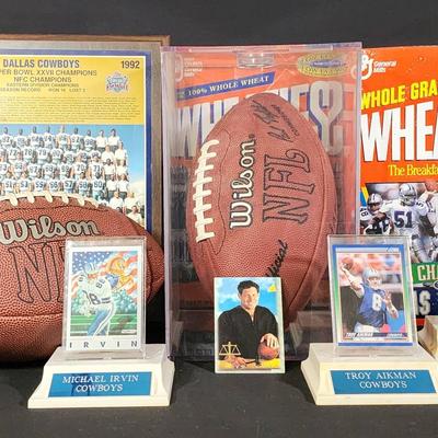 Dallas Cowboys & NFL Football Collectibles Lot – Wheaties Boxes, Trading Cards, Plaques