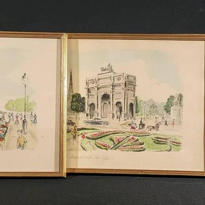 Charming Parisian Vistas: A Collection of Three Janicotte Watercolors!