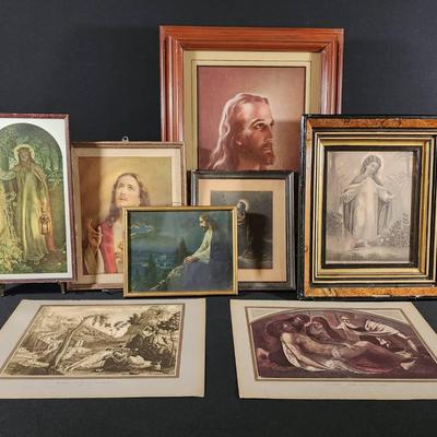  Diverse Collection of Vintage Christian Art - Prints and Framed Works