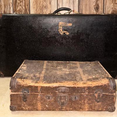Vintage Schwauder Steamer Trunk & Vintage Suitcase - Perfect for Restoration or Decor!