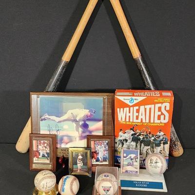 Vintage Baseball Memorabilia Lot – Signed Balls, Nolan Ryan Collection, Cards, Bats & Wheaties Champ