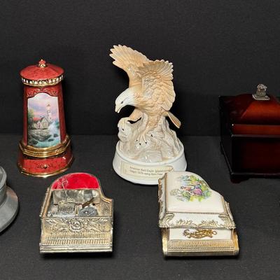 Delightful Collection of Seven Vintage Music Boxes - Featuring Otagiri, Thomas Kinkade, and More!