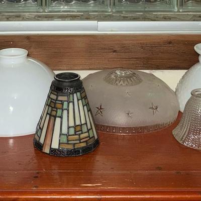  Mixed Vintage Glass Lamp Shade & Light Fixture Lot – Hobnail, Milk Glass, Tiffany-Style & More