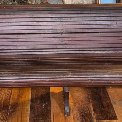 Gorgeous Vintage Oak Slat Church Pew - 9.5 Feet Long with Curved Design! #2
