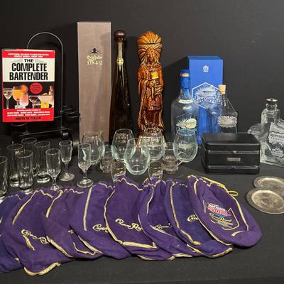Curated Barware & Spirits Collectible Lot – Republic Tequila, Don Julio 1942, Leather Travel Set