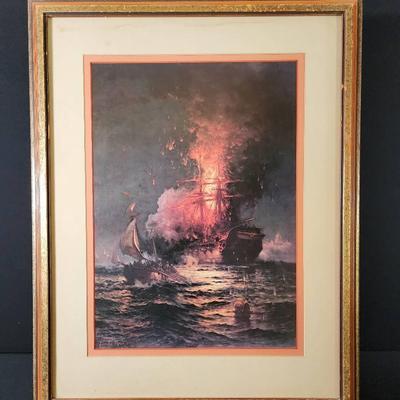 Dramatic Maritime History: "Burning Of The Frigate Philadelphia In The Harbor Of Tripoli"...Edward Moran